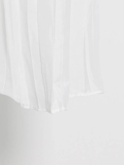 Original Sleeveless Irregularity Color High-neck T-shirt Top&pleated Skirt Bottom Two Pieces Set