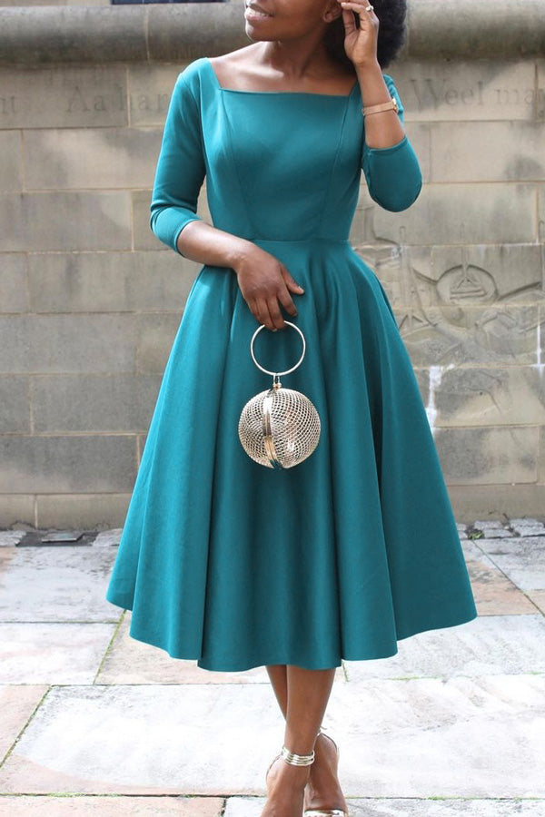Color Large Swing Skirt Temperament Evening Dress