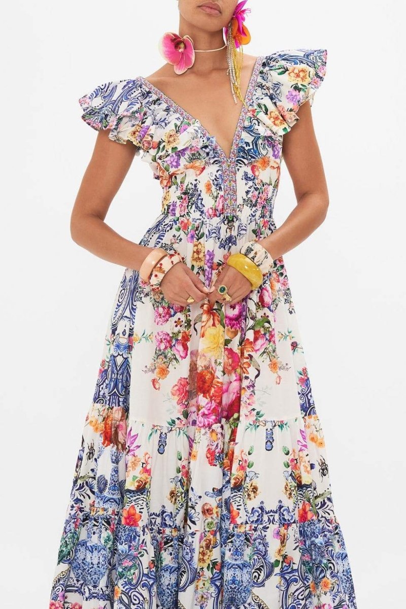 June Printed Ruffle Maxi Dress
