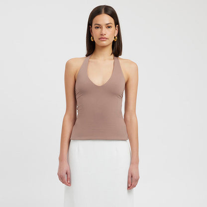 Summer Deep V Neck Hanging Neck Sleeveless Backless Top