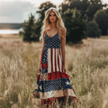 Women's Independence Day Patch Art Line Tank Dress artswardrobe