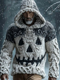 Halloween Spooky Face Viking Art Men's Knit Hoodie artswardrobe