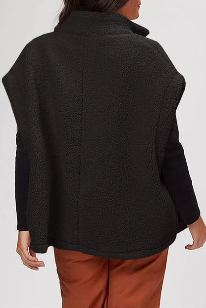 Black Sherpa Stand Collar Vest