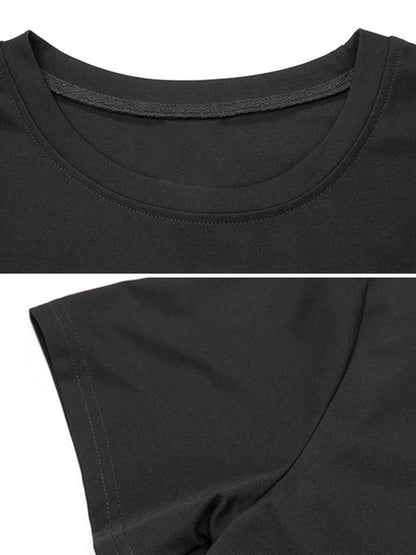 False Two Loose Printing Split-joint Round-neck T-shirts Tops