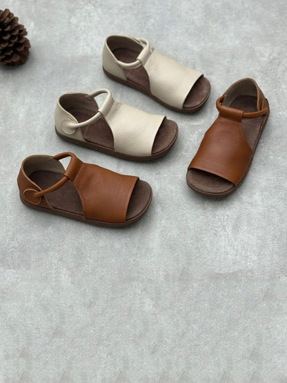 Summer Soft Genuine Leather Flat Sandals Fd035