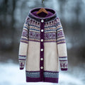 Women's Vintage Fair Isle Thistle Knit Jacquard Hooded Cardigan elevenforest