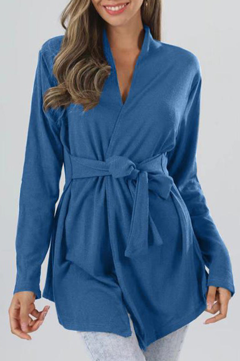 Street Simplicity Bandage V Neck Tops(5 Colors)