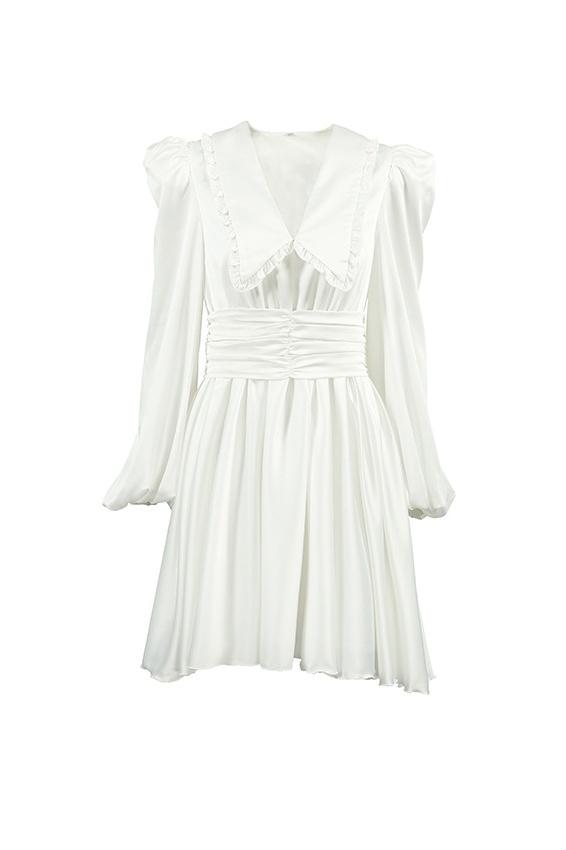 Milena V-neck Lantern Sleeve Mini Dress