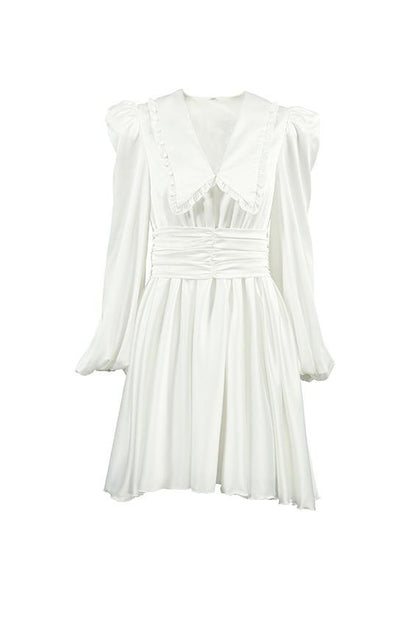 Milena V-neck Lantern Sleeve Mini Dress