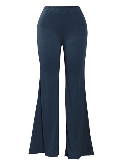 High Waist Flared Stretchy Pants ’s Color Full Length Trousers Home Style