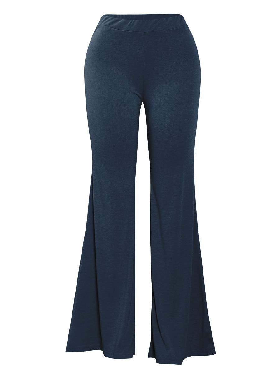 High Waist Flared Stretchy Pants ’s Color Full Length Trousers Home Style