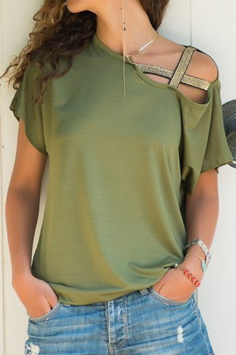 Split Joint Oblique Collar T-shirts(7 Colors)