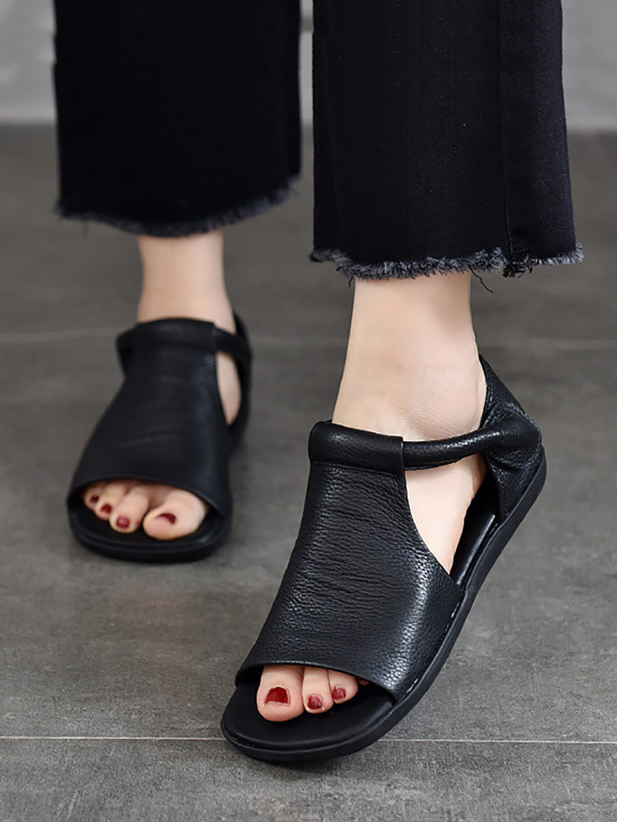 Summer Soft Leather Flat Sandals Cc003