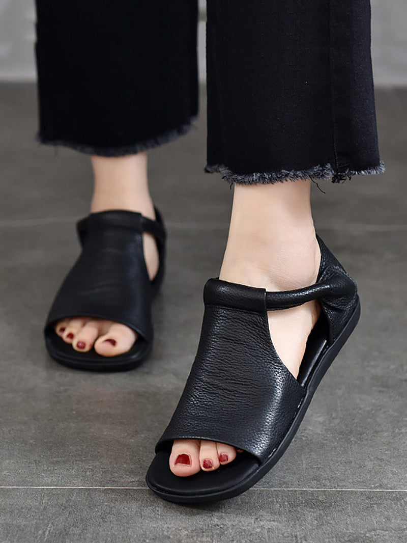 Summer Soft Leather Flat Sandals Cc003