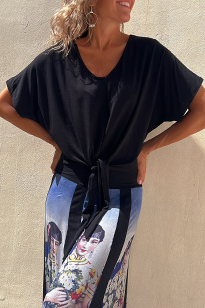 Daily Knotted V Neck T-shirts