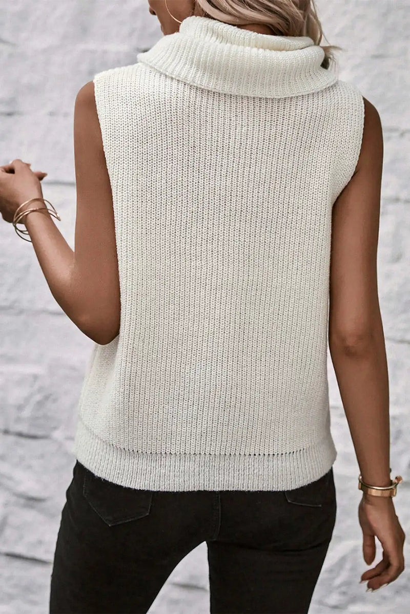 White Cowl Neck Sweater Vest