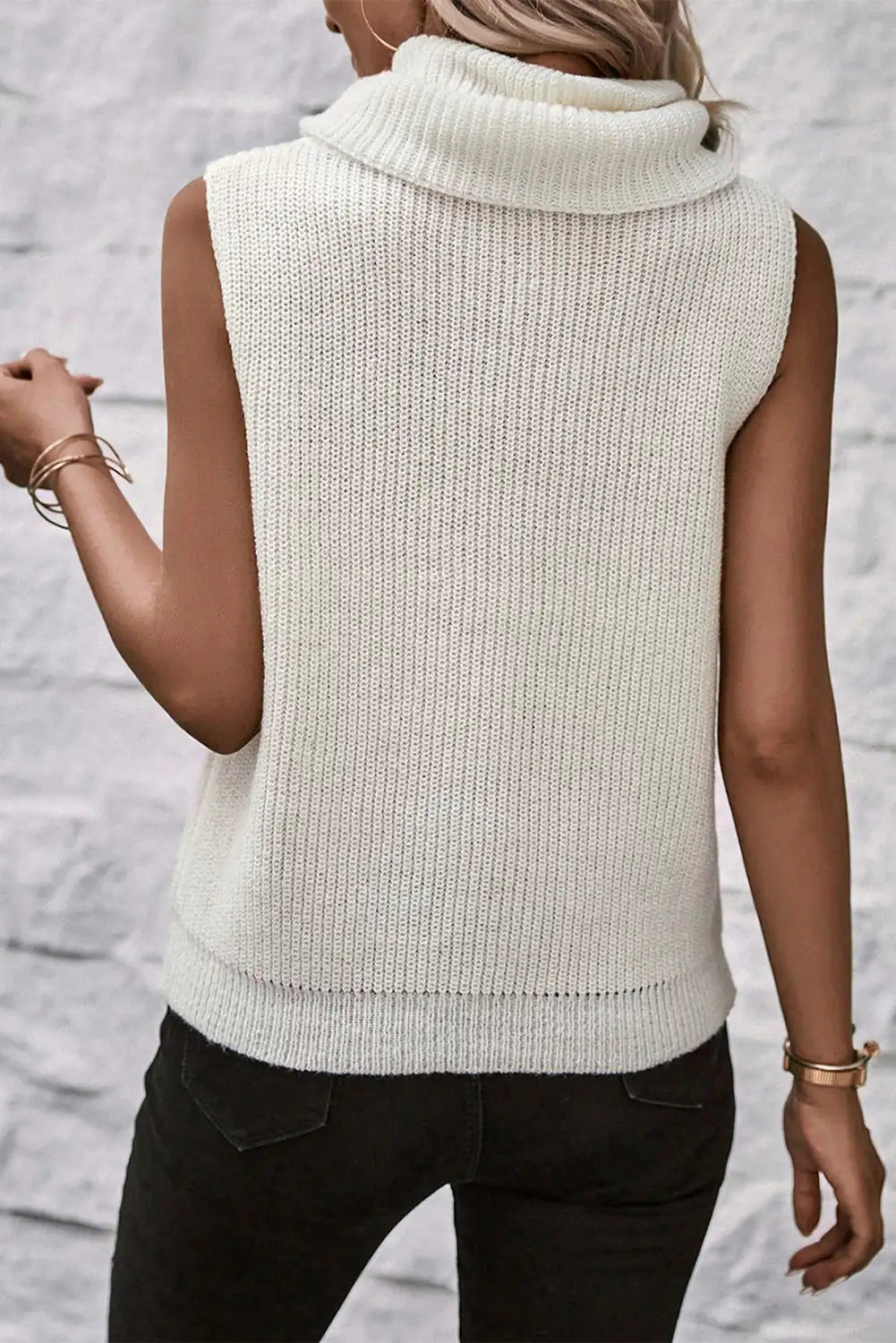 White Cowl Neck Sweater Vest
