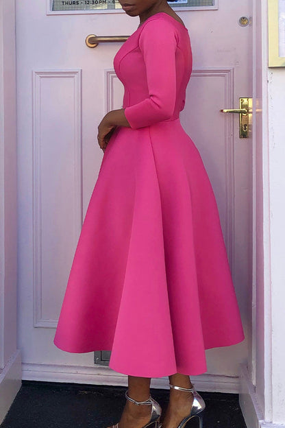 Color Large Swing Skirt Temperament Evening Dress