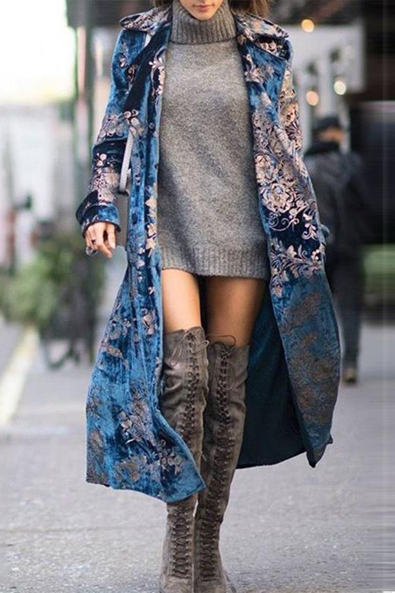 British Style Print Cardigan Collar Outerwear