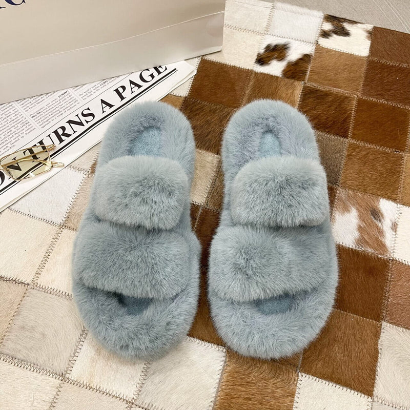 Ella Faux Fur Slides Sandals