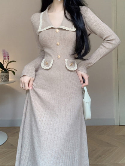 Autumn Winter Knitted Dress Long Sleeve Soft Slim Pullover Sweater Midi Dresses Female Party Vestidos New