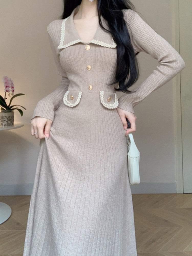 Autumn Winter Knitted Dress Long Sleeve Soft Slim Pullover Sweater Midi Dresses Female Party Vestidos New