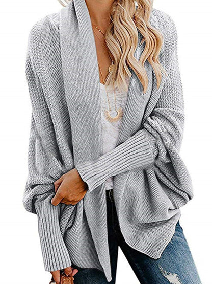 Batwing Sleeves Loose Color Cardigan Tops