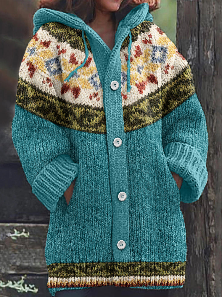 Vintage Tribal Icelandic Pattern Cardigan Sweater elevenforest