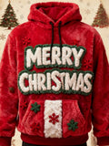 Retro Christmas Print Fleece Pocket Hooded Sweatshirt artswardrobe