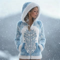 Comstylish Classy Snowflake Inspired Celtic Contrast Cozy Plush Hoodie