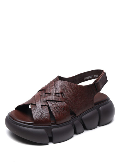 Summer Leather Spliced Platform Sandals Ui1026