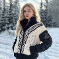 Women's Viking Tribal Jacquard Celtic Inspired Chunky Knit Zipper Cardigan elevenforest