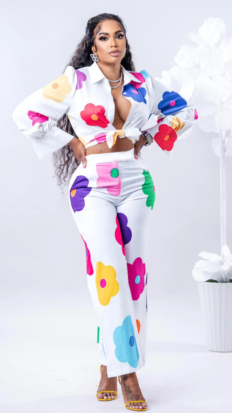 ’s Blouse Pants Two Piece Set – Digital Printed
