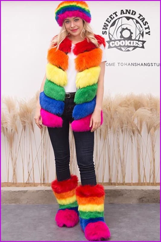[pre-] {faux Fur} Hairband+vest+boots Set-d1 F1461