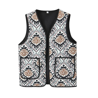 Patchwork Print Quilted Pocket Waistcoat