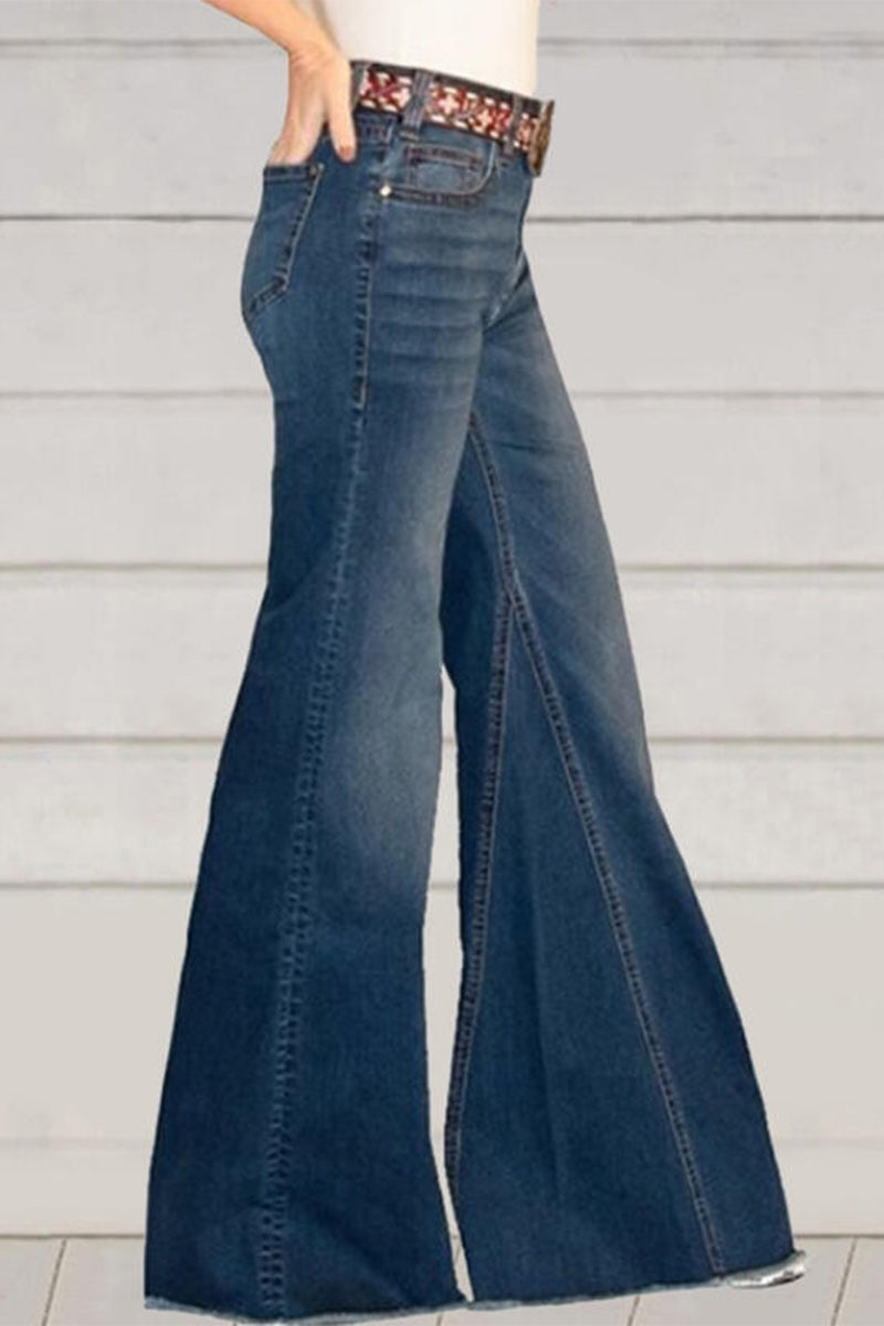 Street High Waist Regular Denim Jeans(no Belt)