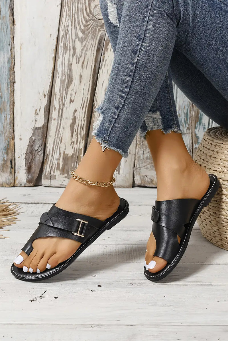 Black Toe Ring Sandals