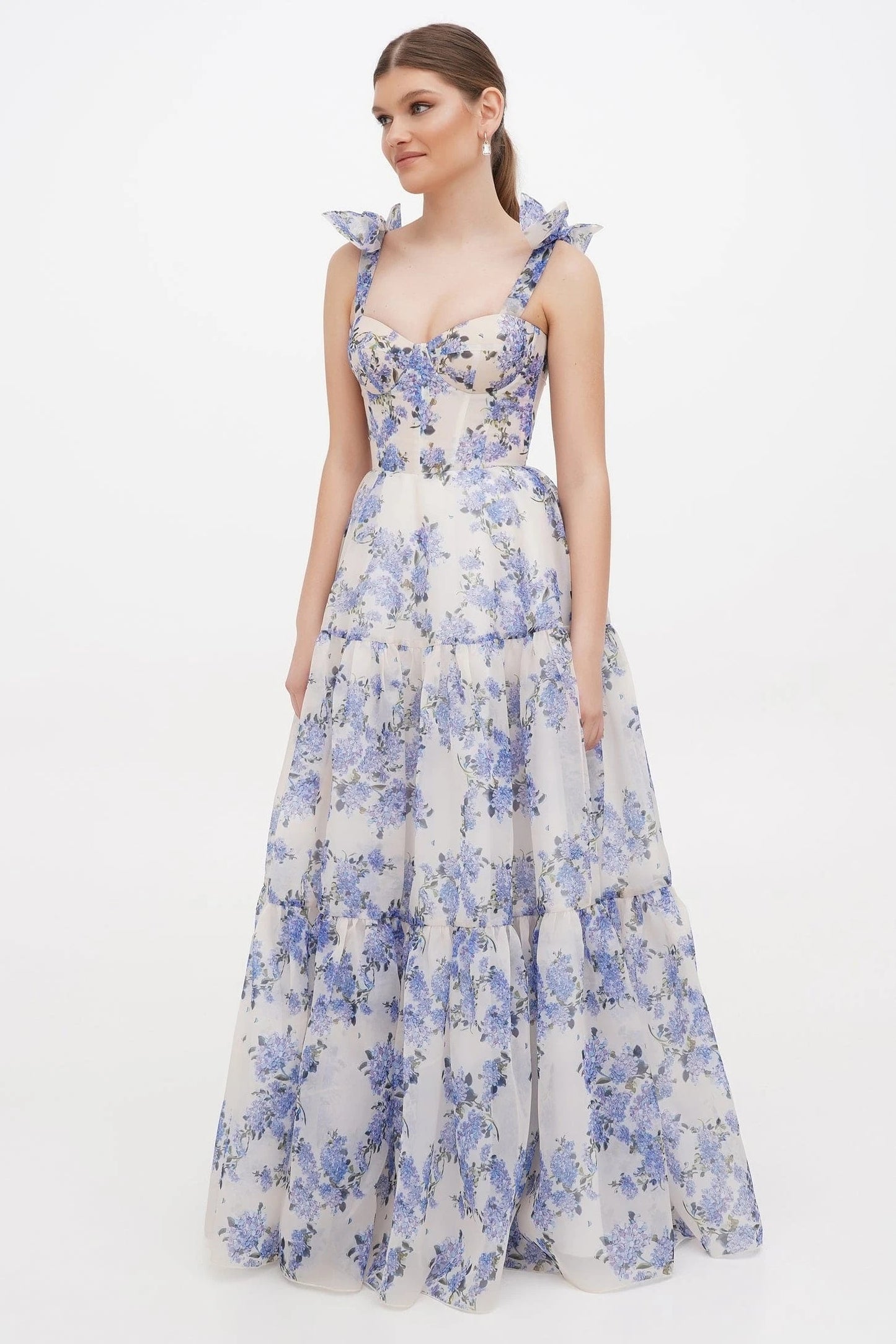 Sweetheart Neckline Frill Maxi Dress