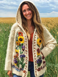 Rustic Knit Floral Women's Hooded Cardigan artswardrobe