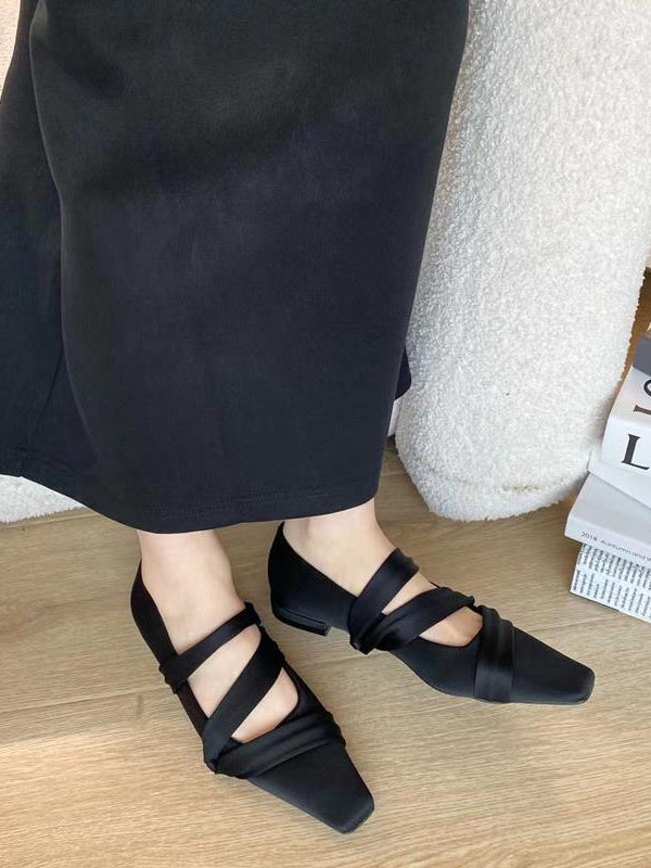 Color Square-toe Flat Shoes