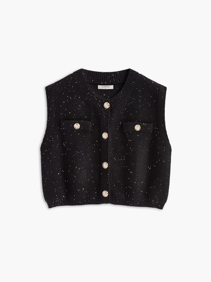 Polka Dot Decor Button Sweater Vest