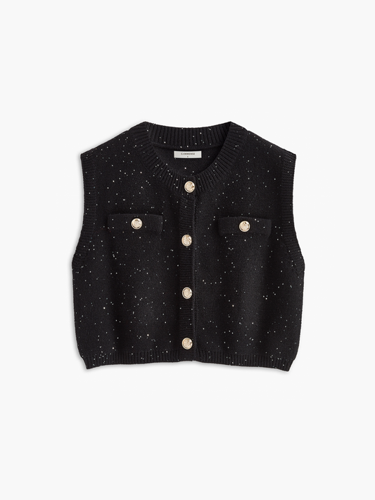 Polka Dot Decor Button Sweater Vest