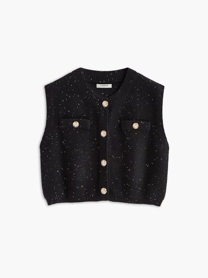 Polka Dot Decor Button Sweater Vest