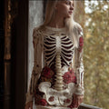 Women's Halloween Skeleton Rose White Mini Skirt artswardrobe