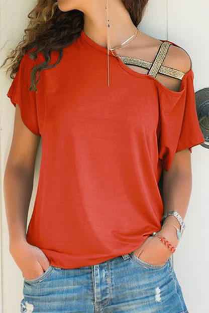 Split Joint Oblique Collar T-shirts(7 Colors)