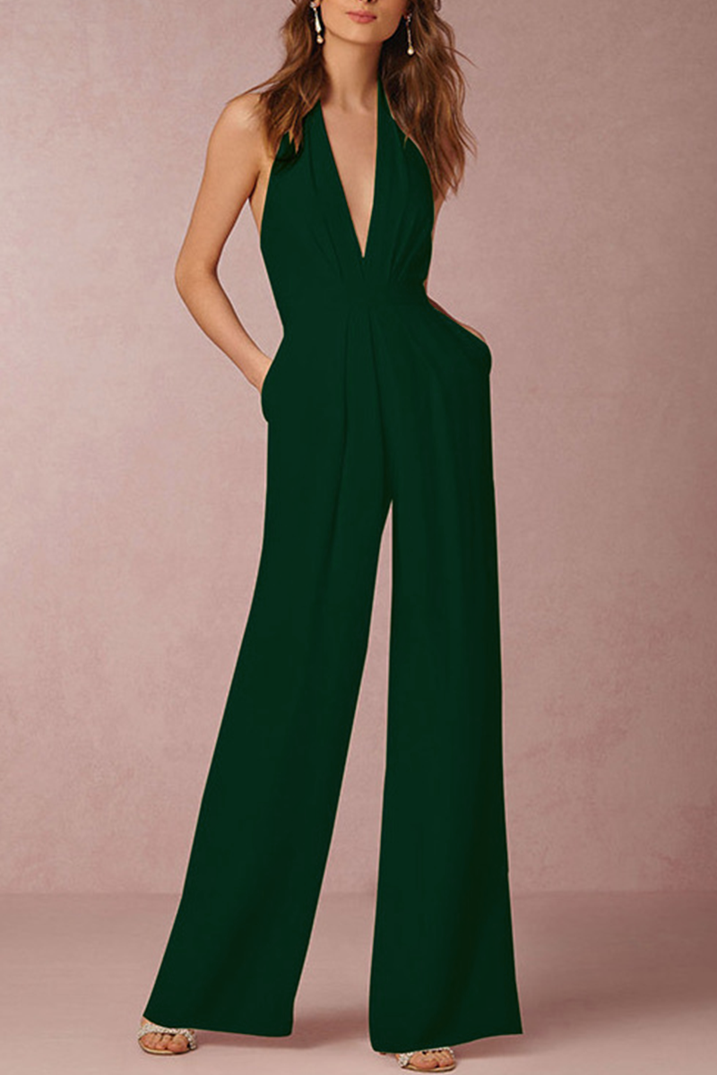 Patchwork Halter Boot Cut Jumpsuits(6 Colors)