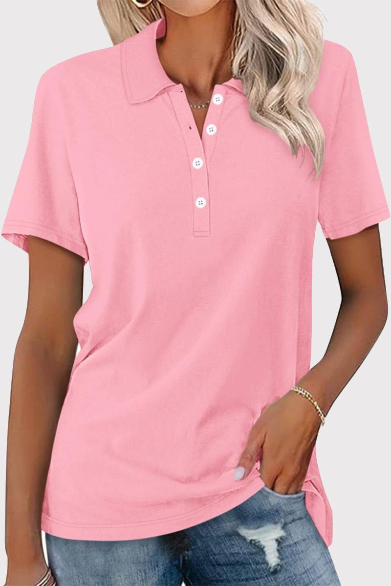Simplicity Buckle Turndown Collar T-shirts