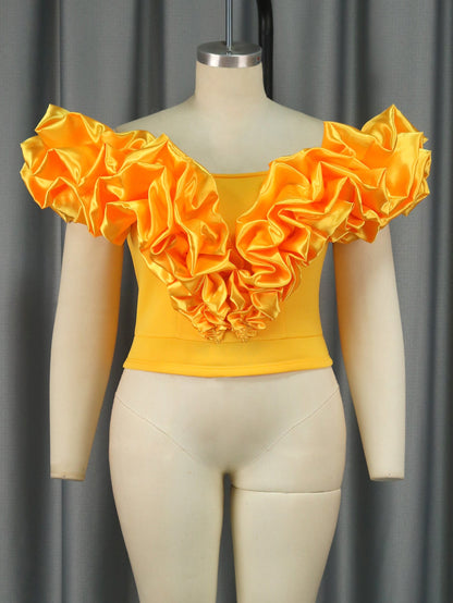 French Short Top Office Satin All-matching Wear