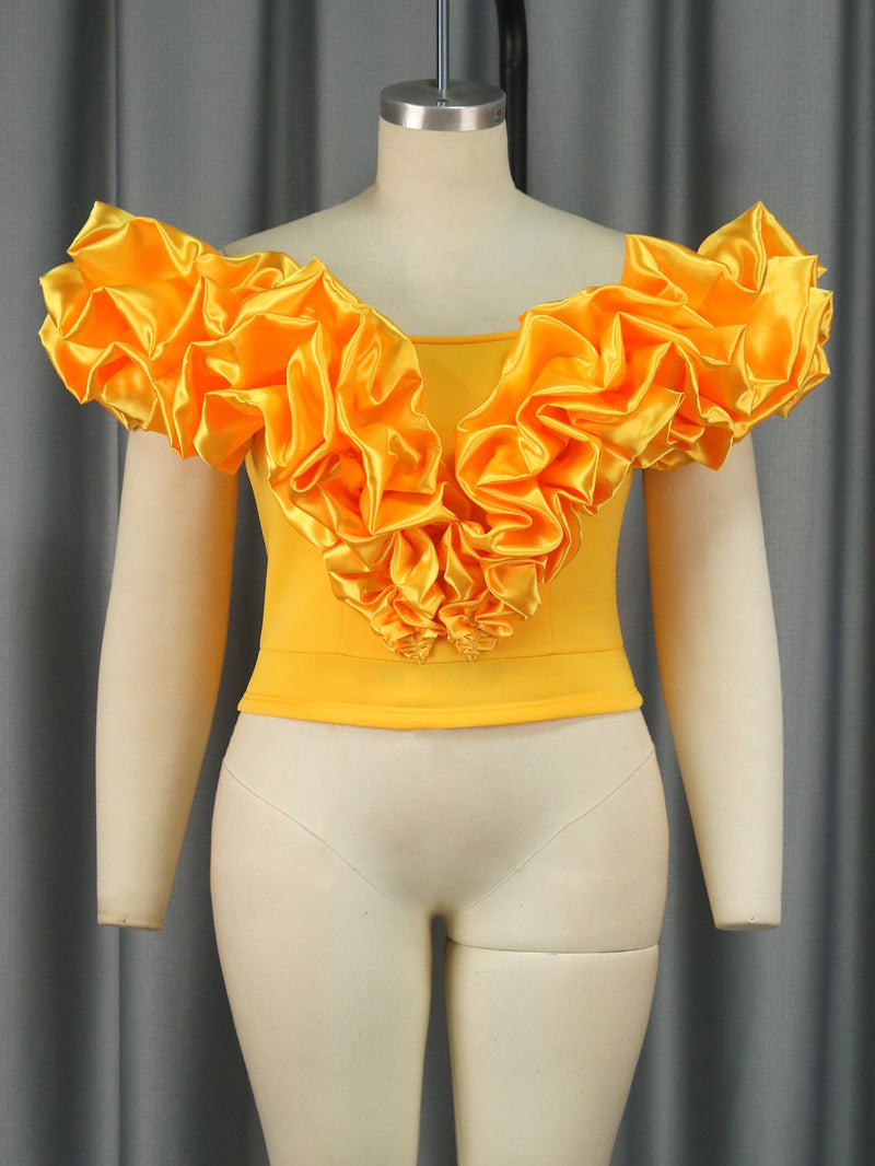French Short Top Office Satin All-matching Wear