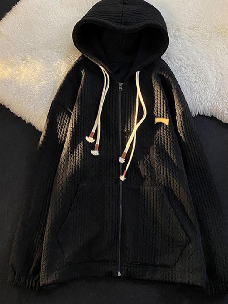 Spring Zipper Hooded Sweatshirts Long Sleeve Cardigan Top Cloth Female Loose Zip Up Hoodies Pocket